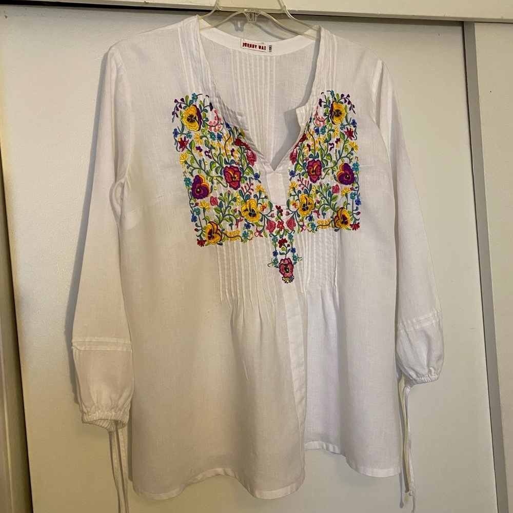 Johnny Was linen top size 1X